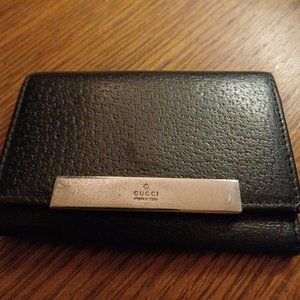 EUC Rare Mini Gucci Black Leather 6 key Ring Wallet and Card Holder